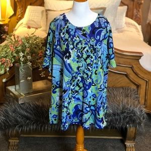 2 for $20 Lola P. Blue Reversible Blouse Size 34W